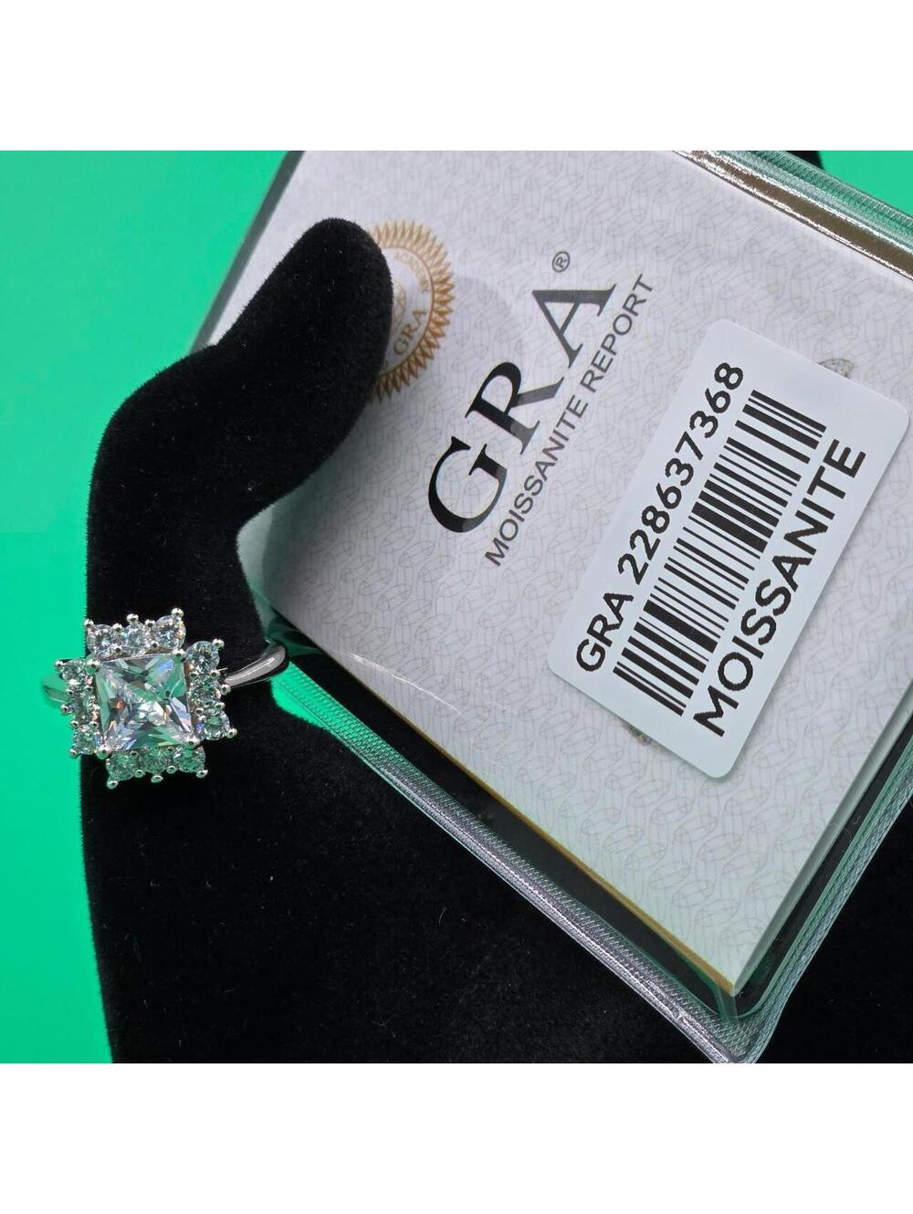 GRA Moissanite Princess Cut 4.5ct Engagement Ring